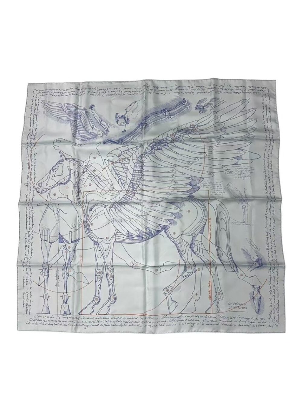 Hermes Carre 90 Scarf Jean Wash Pegasus Cut Blue
